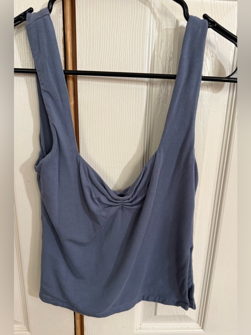 White Fox Blue Cowl Neck Double Lined Crop Tank Top Small